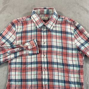Marine Layer Flannel Shirt Women Small‎ Multi Plaid Linen Blend Long Sleeve NWOT